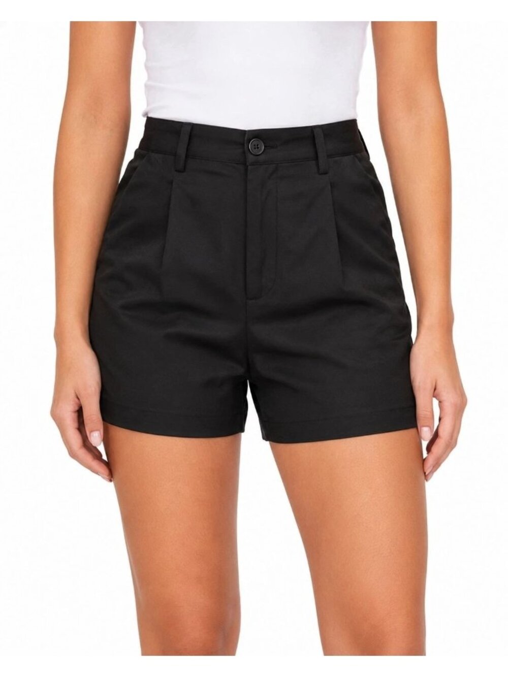 Jachs Girlfriend High Waist Pleated Black Shorts Size 10 5-Inch Inseam Womens